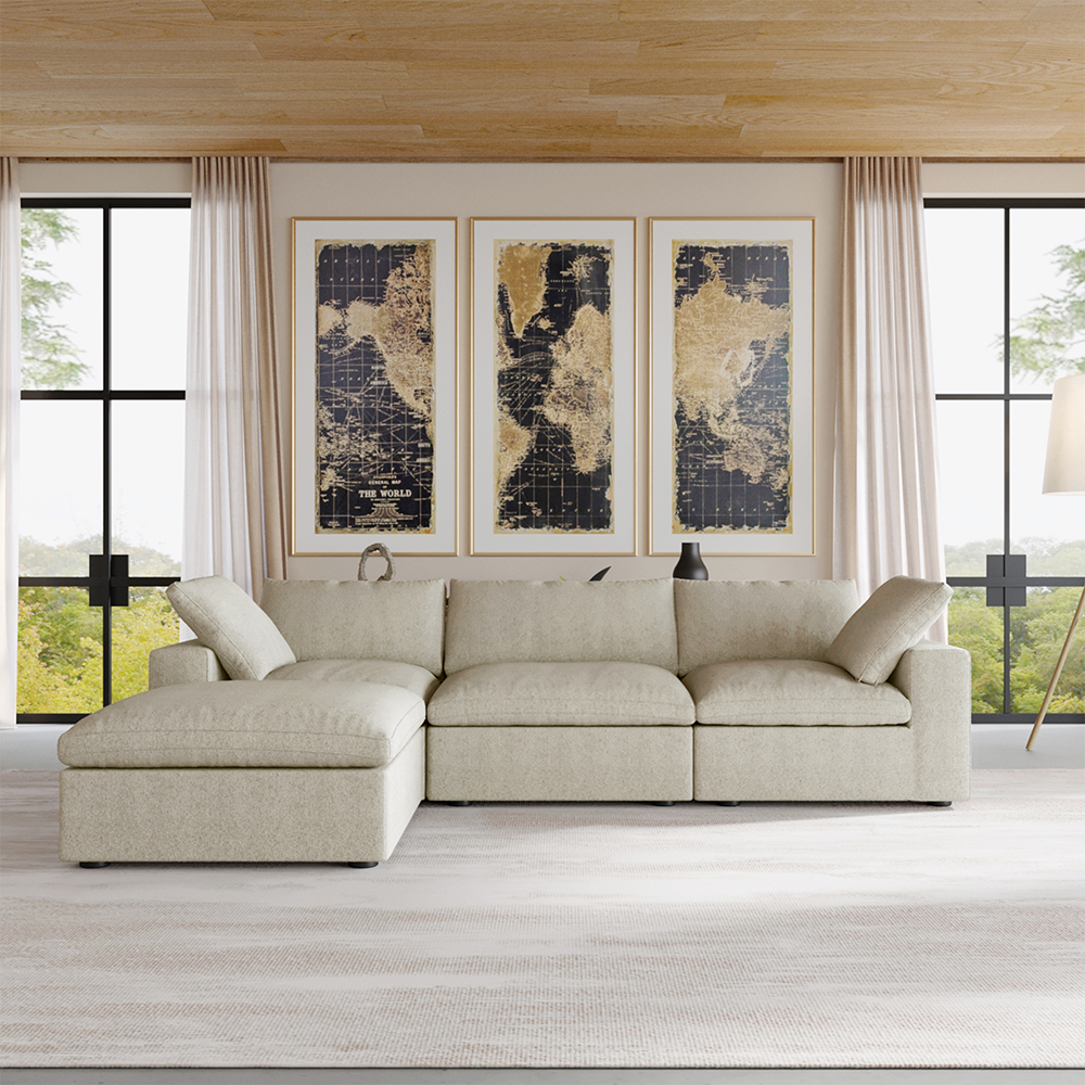 Kylar Cloud Three Seater Sofa + Ottoman